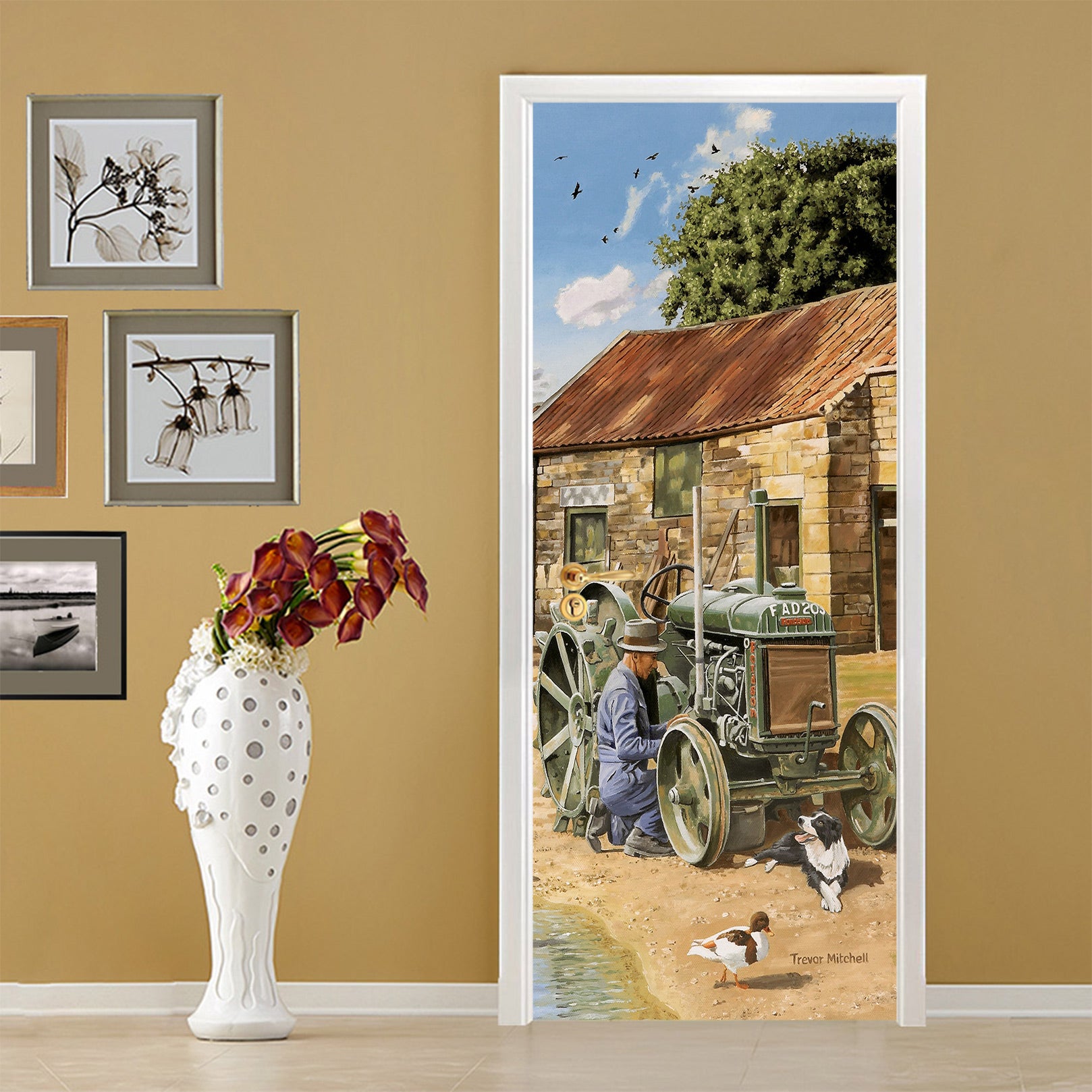 3D Tractor Dog 10318 Trevor Mitchell Door Mural