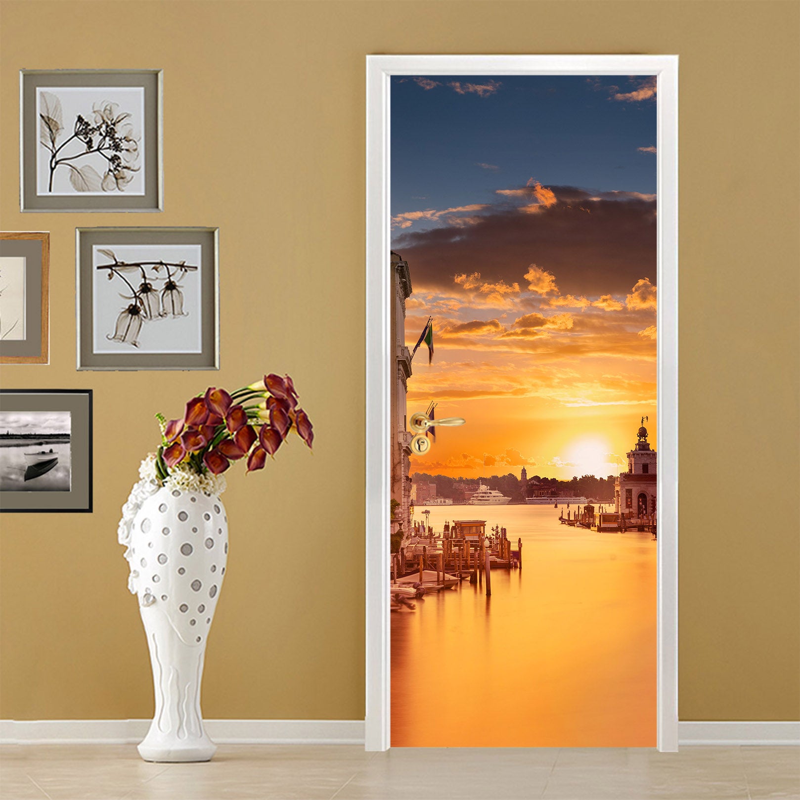 3D Golden Sunset 119167 Marco Carmassi Door Mural