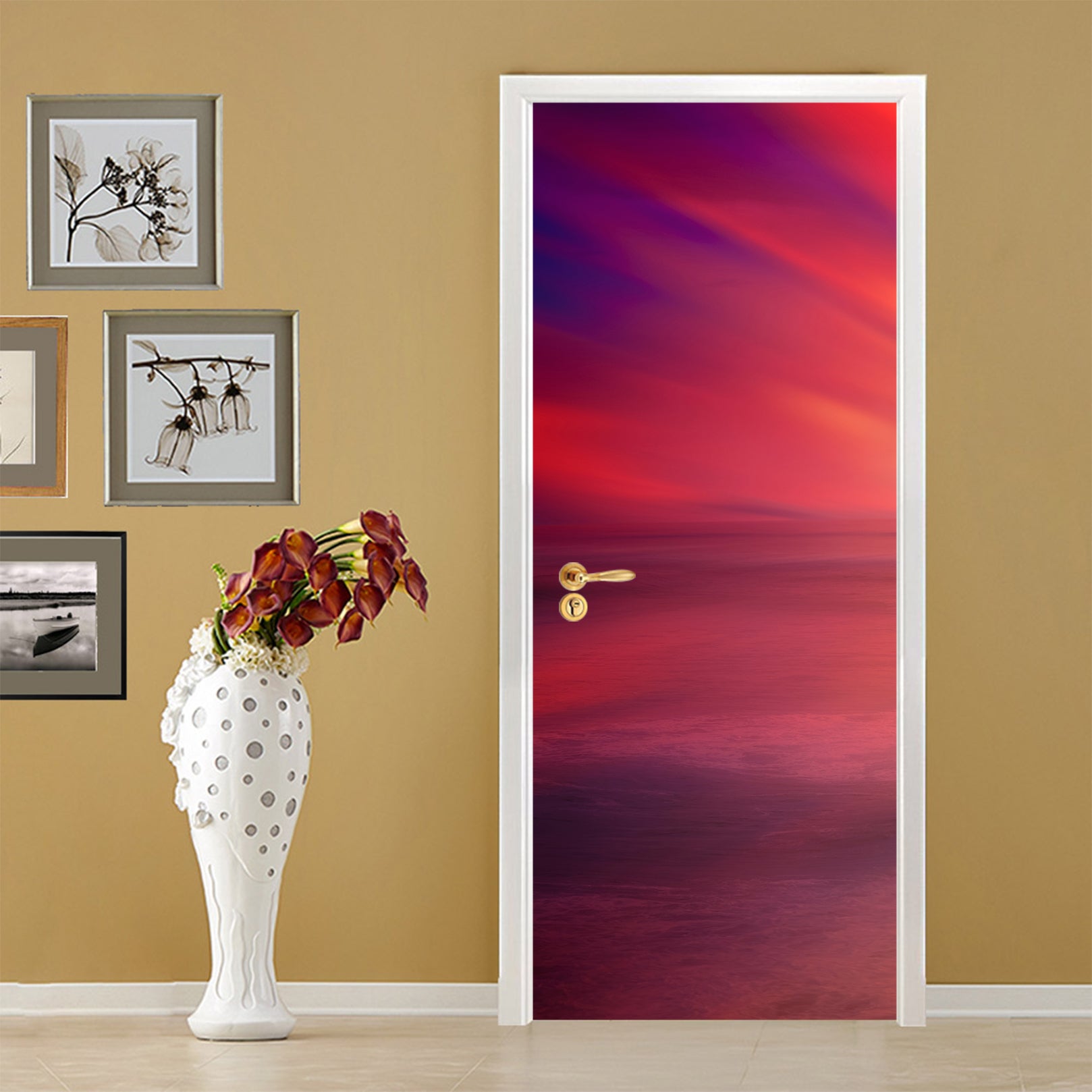 3D Red Pattern 11428 Marco Carmassi Door Mural