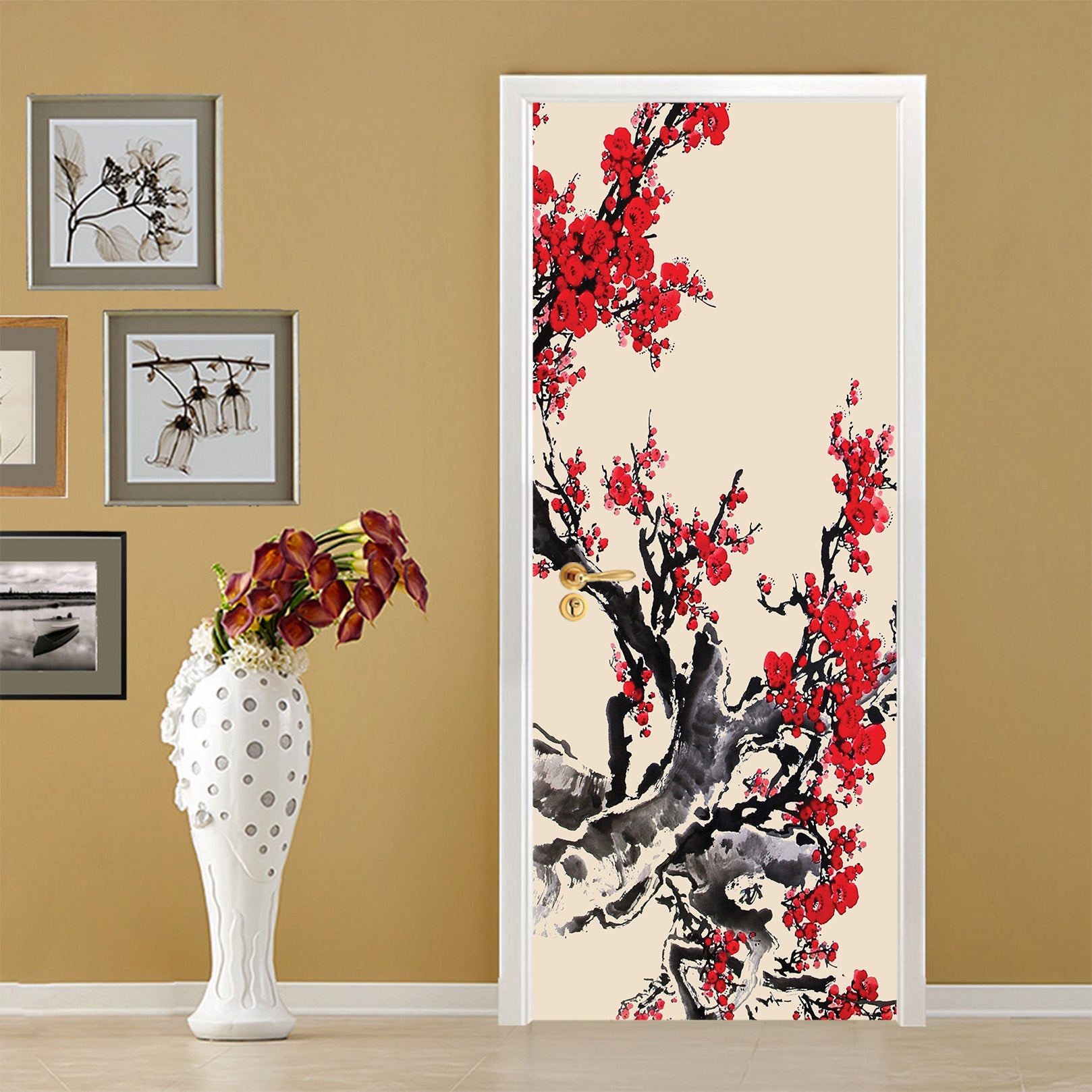 3D Red Plum 21192 Door Mural