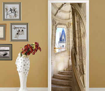 3D turn a corner dome stairs door mural Wallpaper AJ Wallpaper 