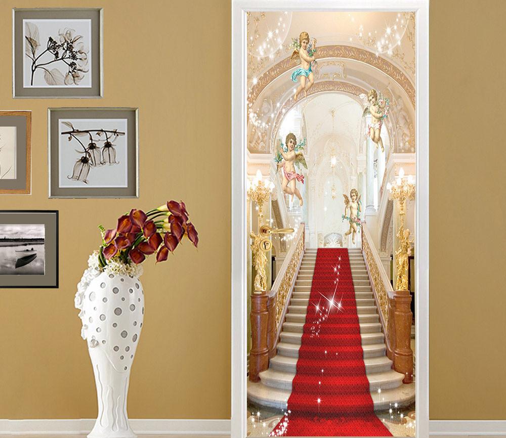 3D on the steps cupid door mural Wallpaper AJ Wallpaper 