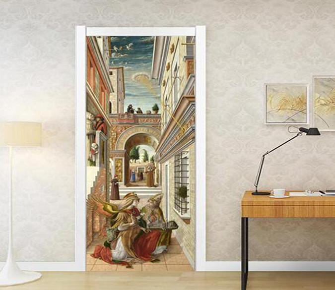 3D street people painting door mural Wallpaper AJ Wallpaper 