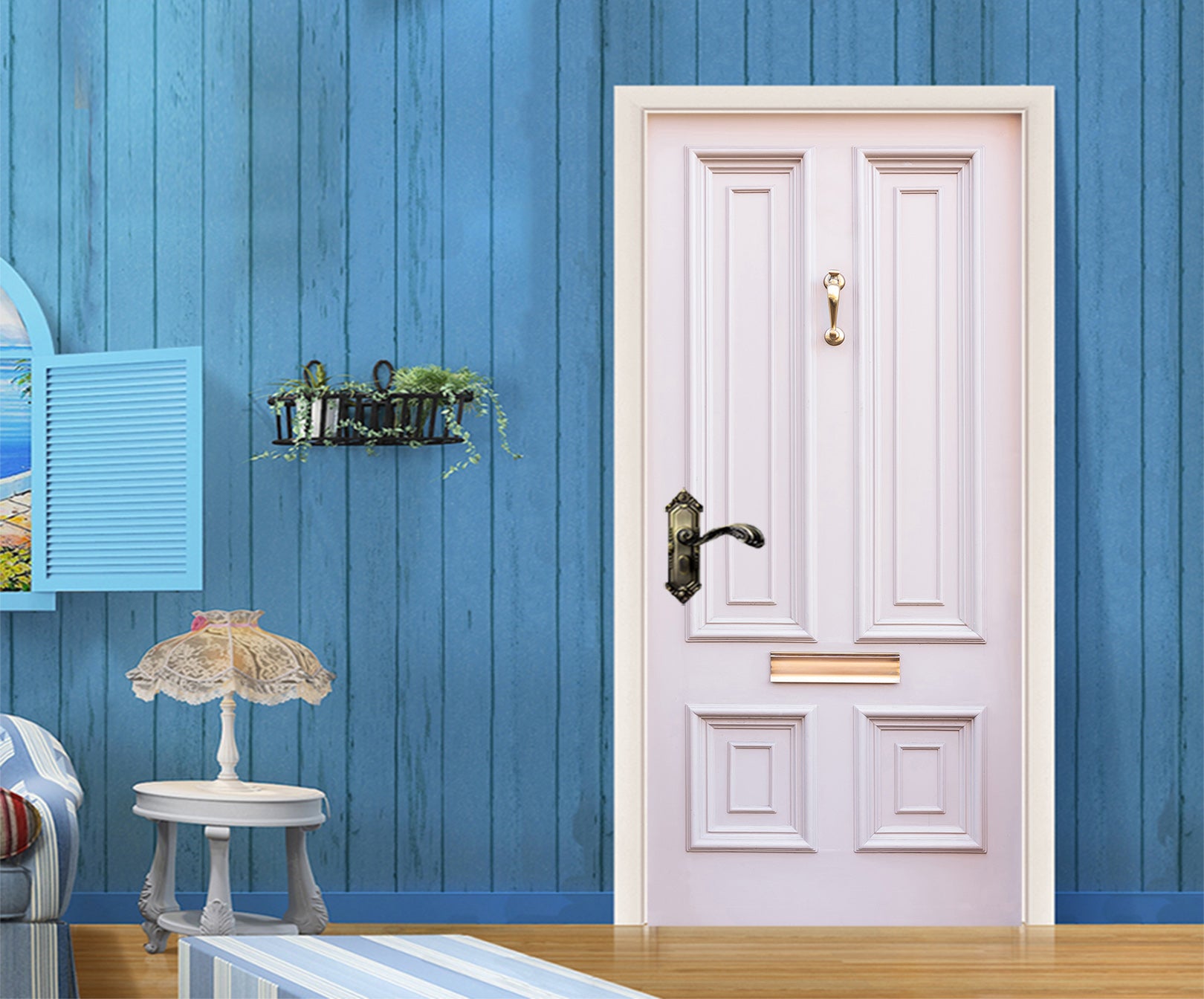 3D Pink White Door 22229 Door Mural