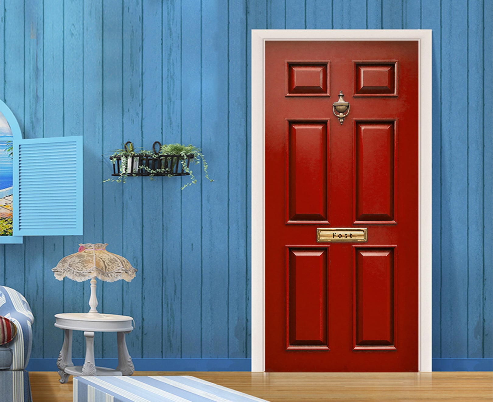 3D Red Door 22224 Door Mural