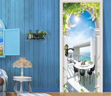 3D vine arch seascape door mural Wallpaper AJ Wallpaper 