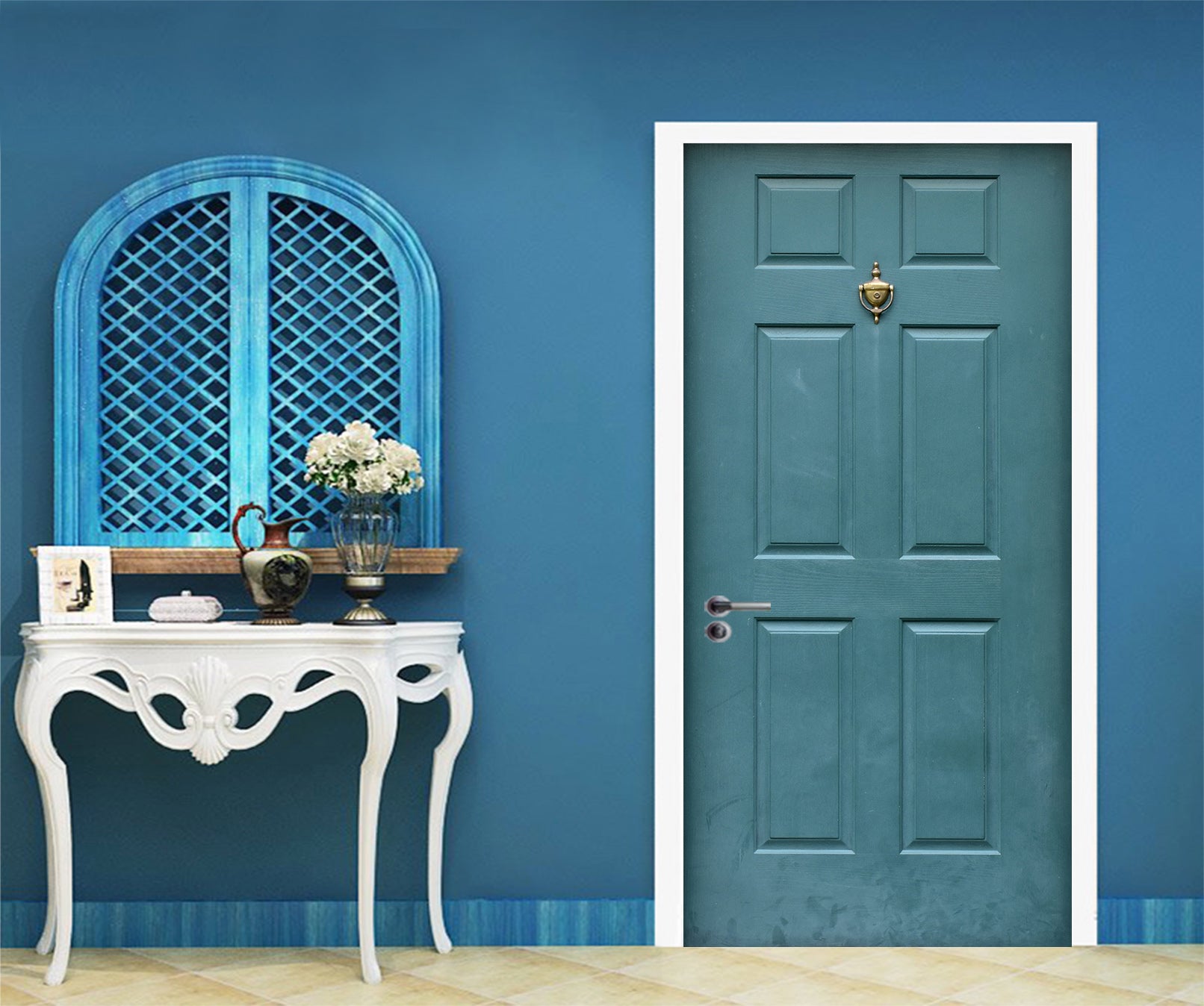 3D Blue-Green Door 22215 Door Mural