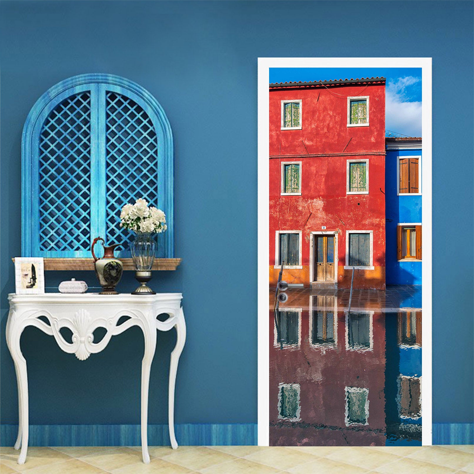 3D Red Houses 12226 Marco Carmassi Door Mural