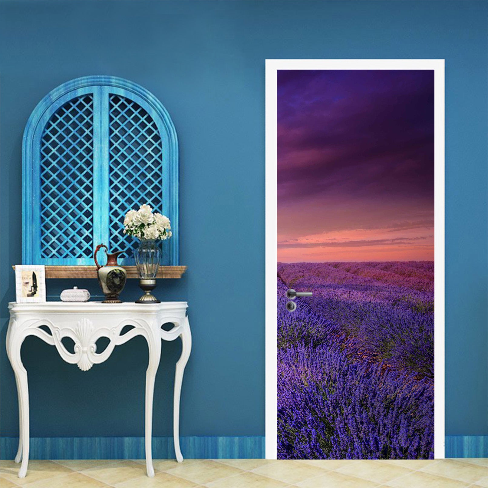 3D Purple Lavender Field 114137 Marco Carmassi Door Mural