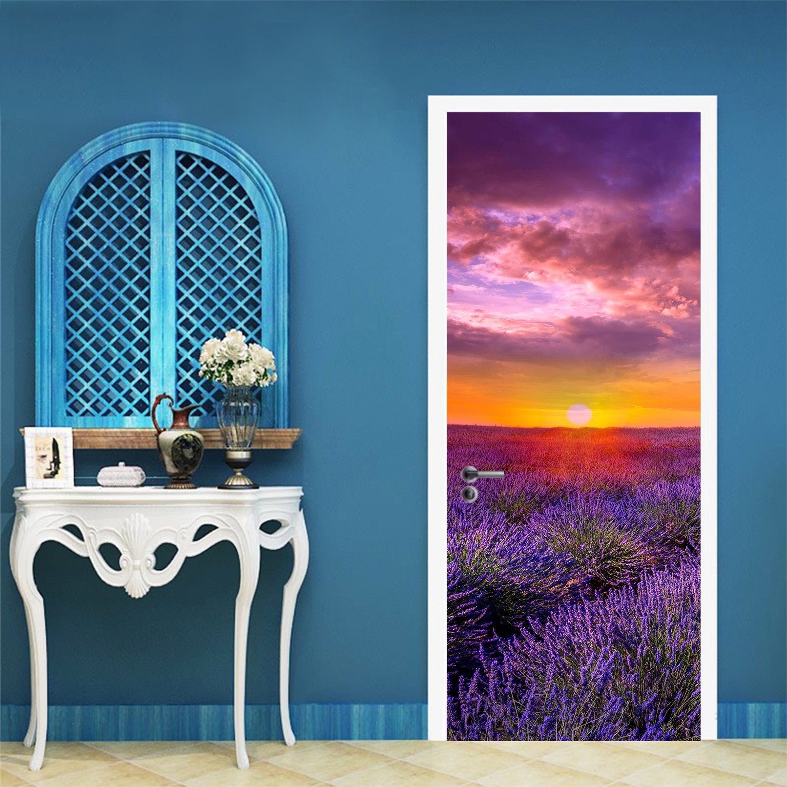 3D Purple Lavender Bushes 114135 Marco Carmassi Door Mural