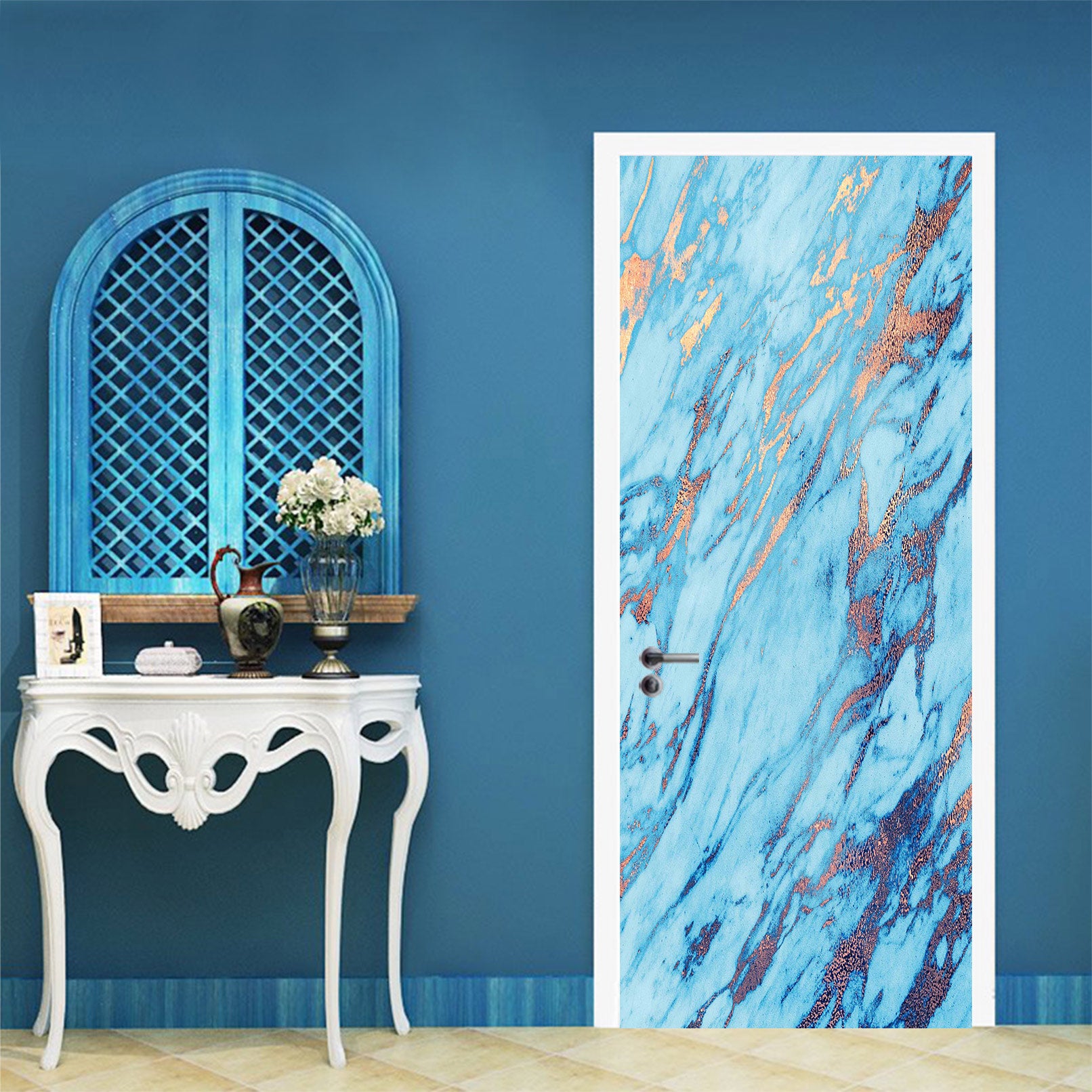 3D Blue Pattern 24212 Door Mural