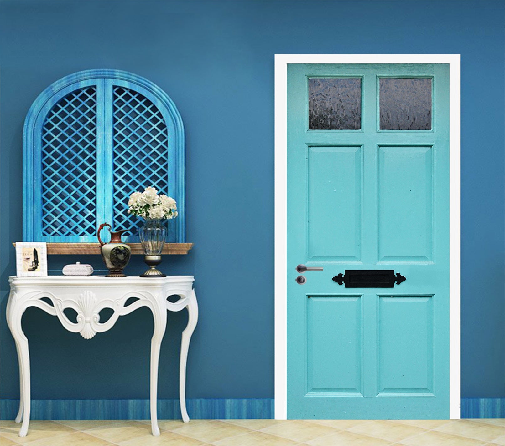 3D Light Blue 22207 Door Mural