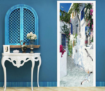 3D snow scene seagull flower door mural Wallpaper AJ Wallpaper 