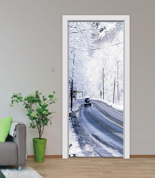 3D frozen highway scenery door mural Wallpaper AJ Wallpaper 