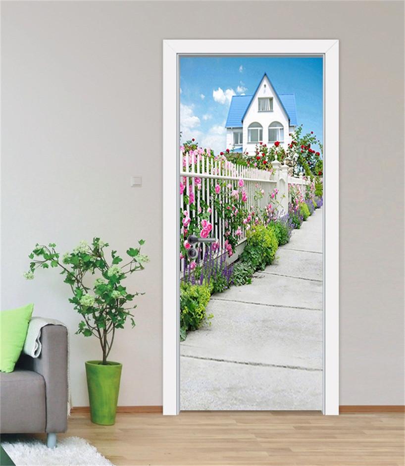 3D the flowers on the roadside door mural Wallpaper AJ Wallpaper 