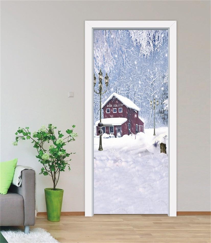 3D house in the snow door mural Wallpaper AJ Wallpaper 