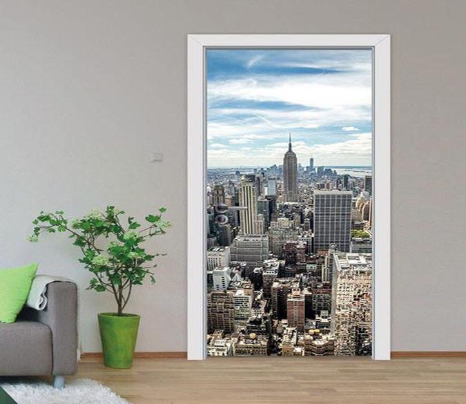 3D New York buildings door mural Wallpaper AJ Wallpaper 