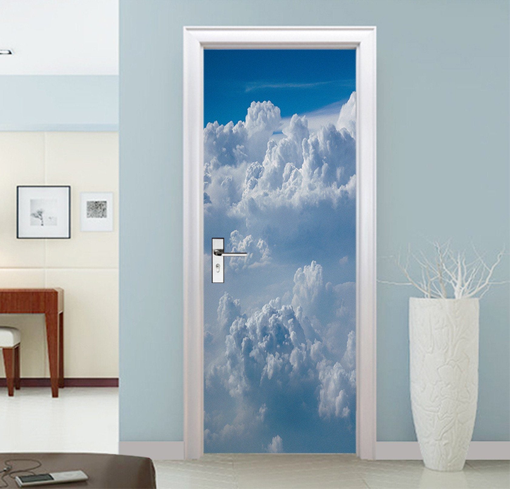 3D Blue Sky Rolling Clouds 62 Door Mural Wallpaper AJ Wallpaper 