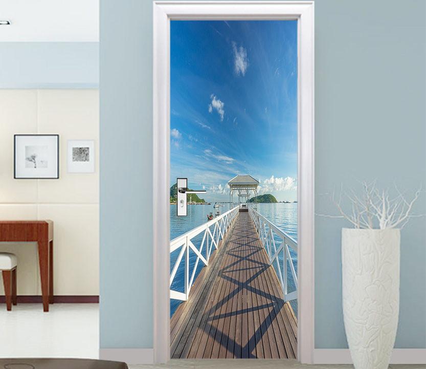 3D deck house seascape door mural Wallpaper AJ Wallpaper 