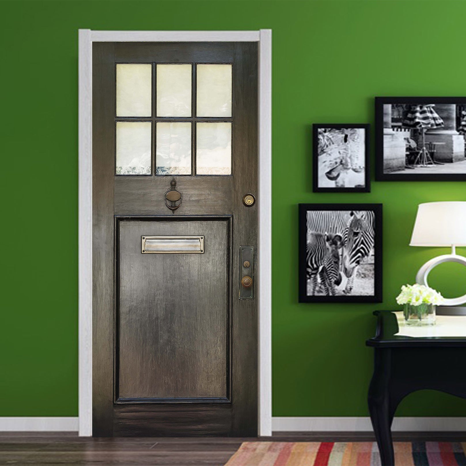 3D Black Wood Door 22217 Door Mural