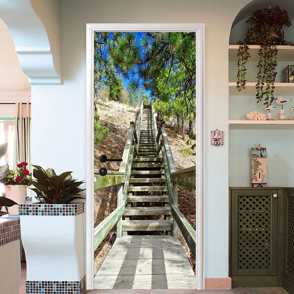 3D stair case stone door mural Wallpaper AJ Wallpaper 