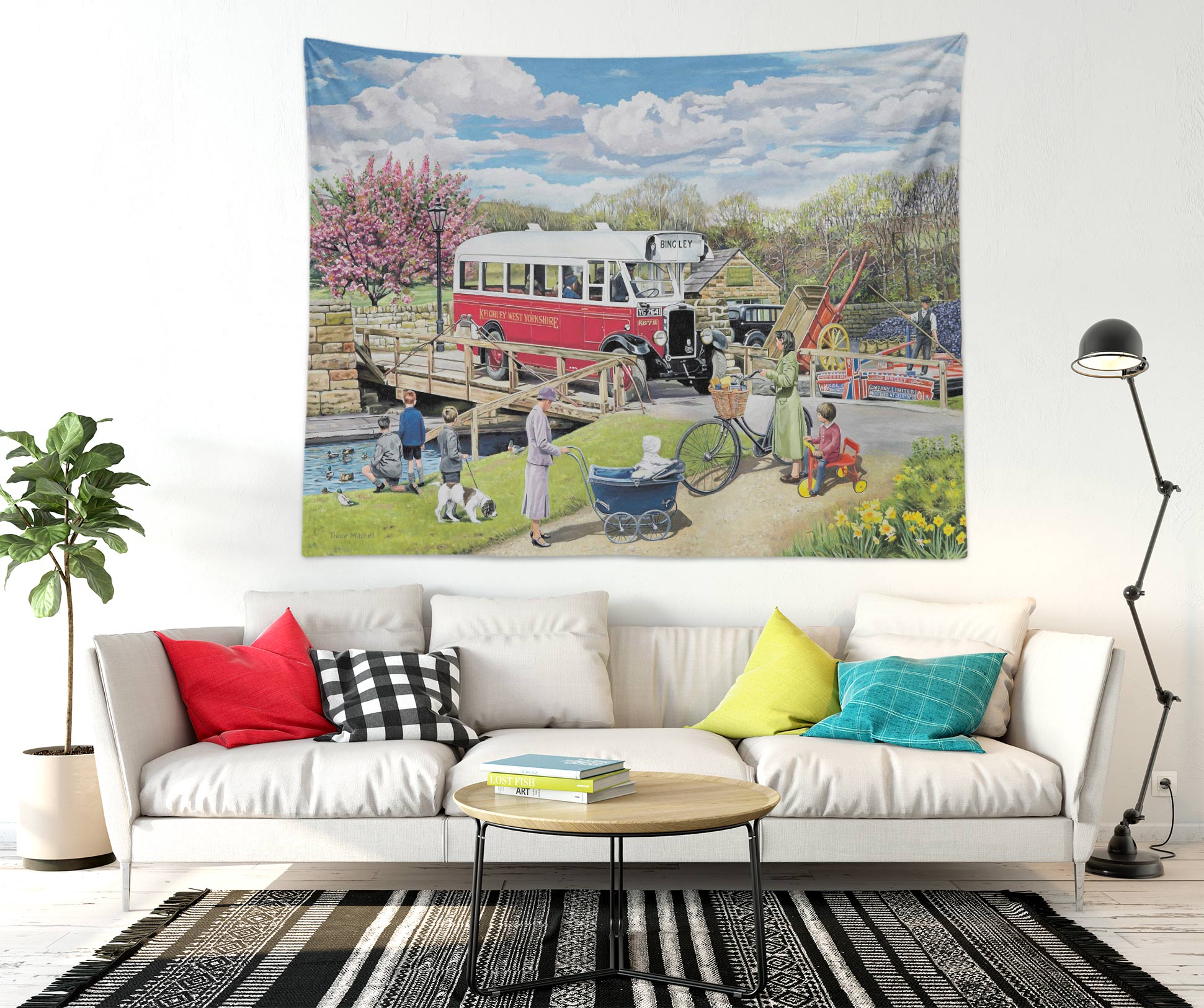 3D Bus Grassland 11293 Trevor Mitchell Tapestry Hanging Cloth Hang