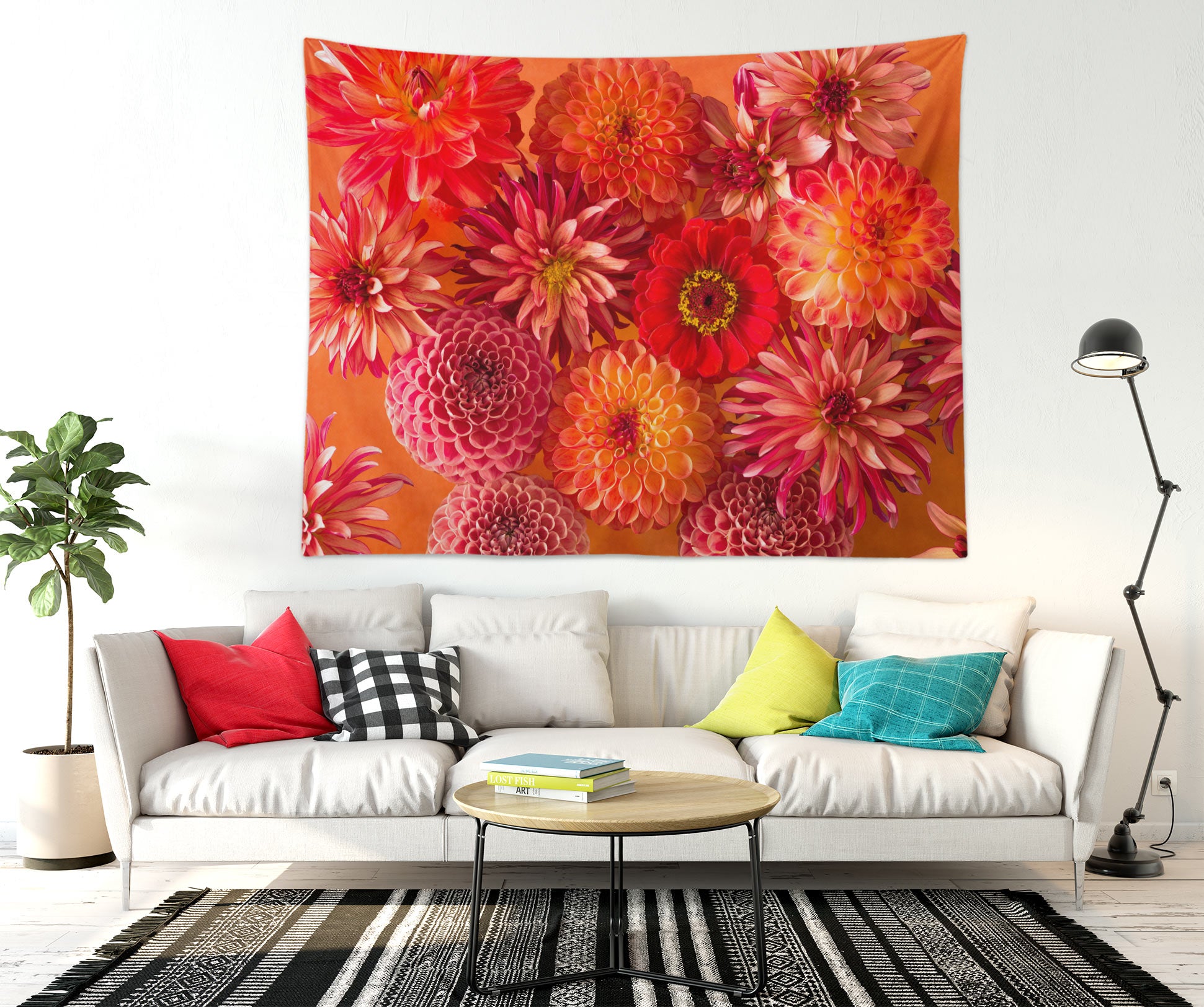 3D Red Chrysanthemum 11664 Assaf Frank Tapestry Hanging Cloth Hang