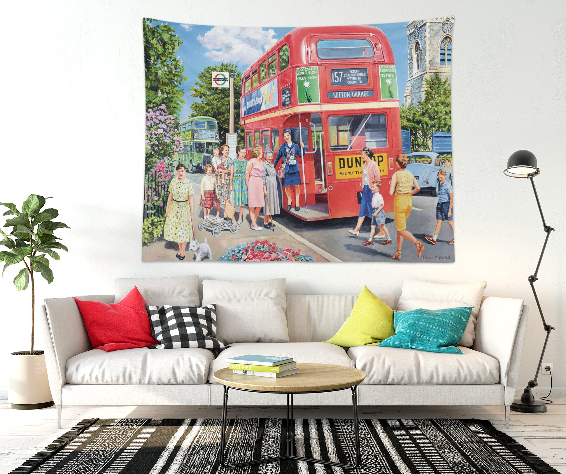 3D Red Double Decker Bus 11288 Trevor Mitchell Tapestry Hanging Cloth Hang