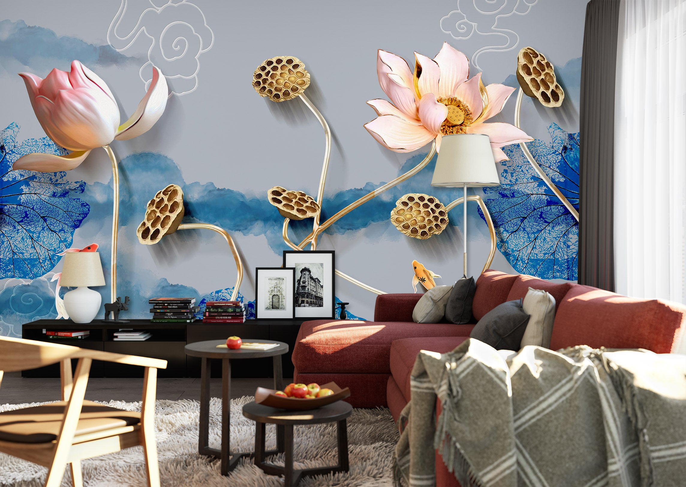 3D Lotus Bloom 1471 Wall Murals