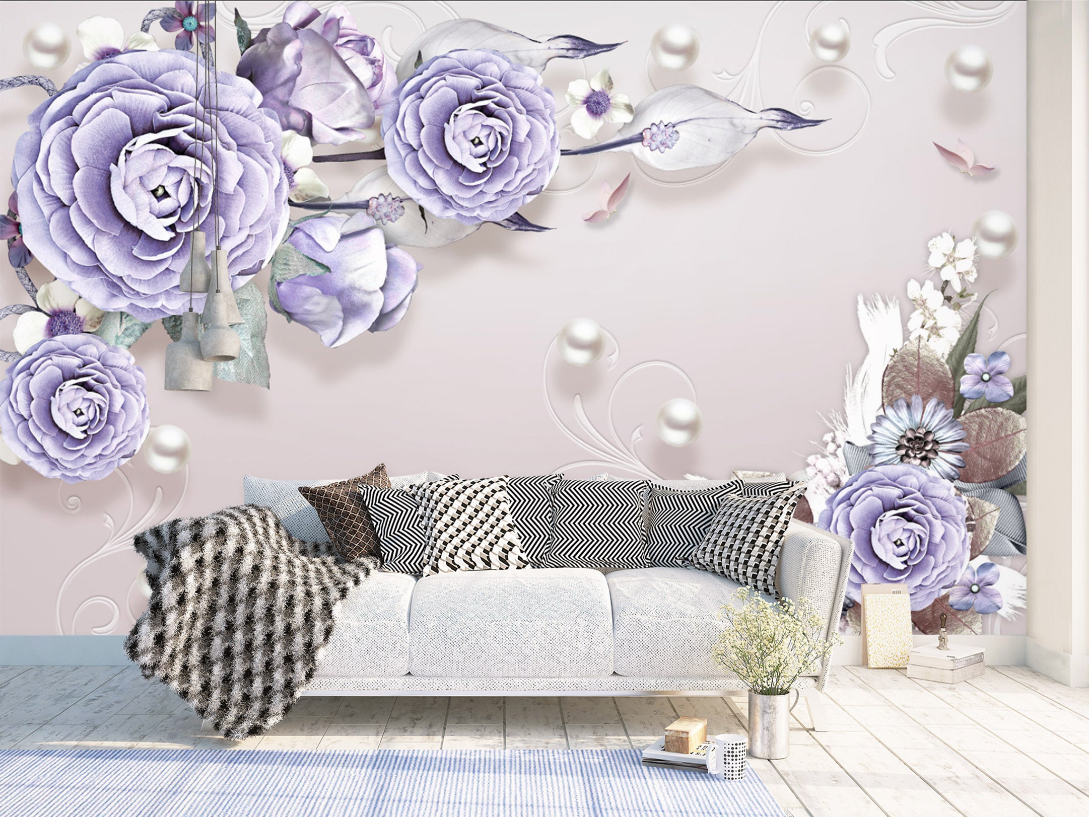 3D Purple Rose 1457 Wall Murals