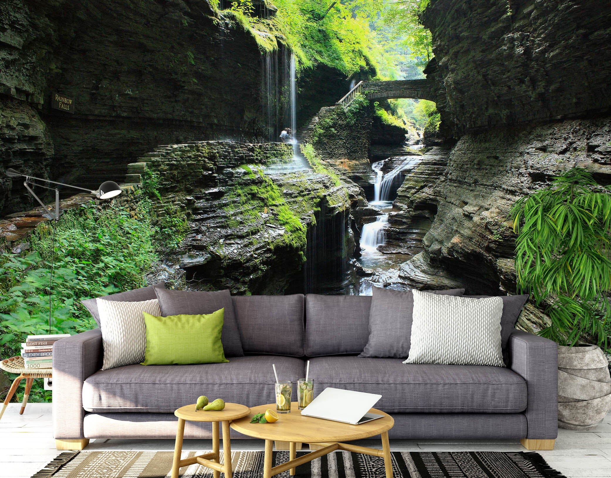 3D Waterfall Stones 1471 Wall Murals Wallpaper AJ Wallpaper 2 