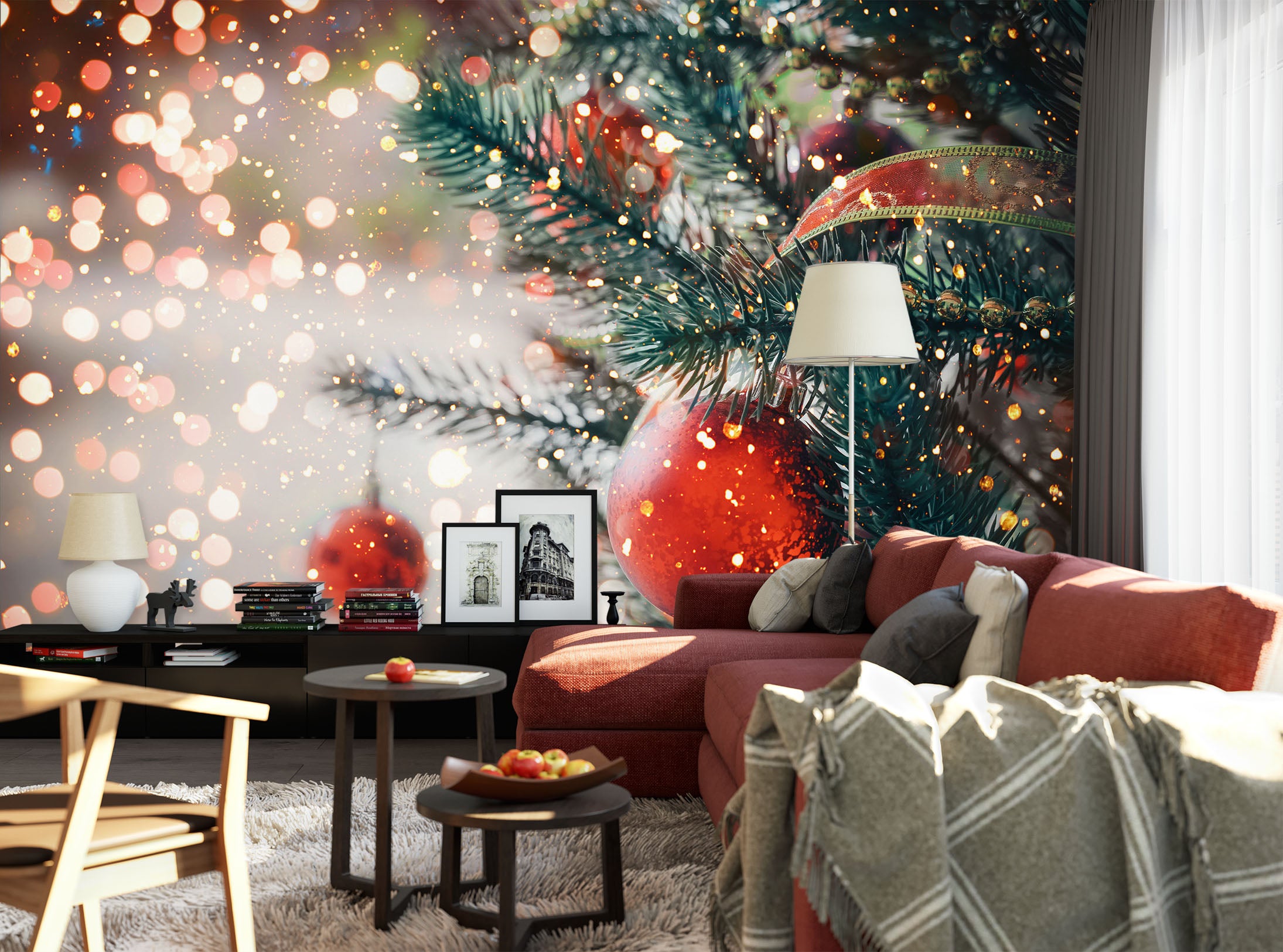 3D Red Ball Pendant 58052 Wall Murals