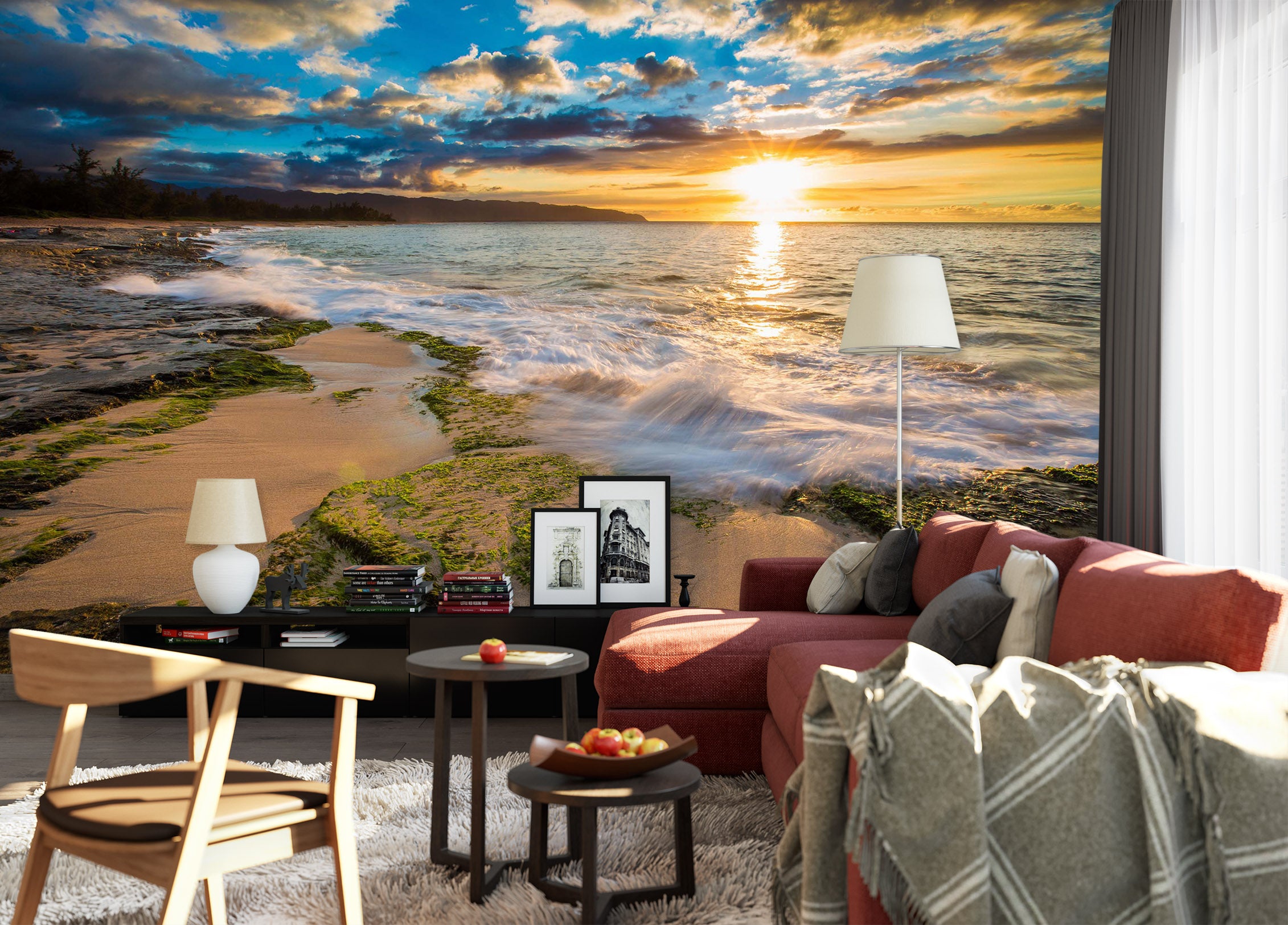 3D Sunset Sea 2005 Wall Murals