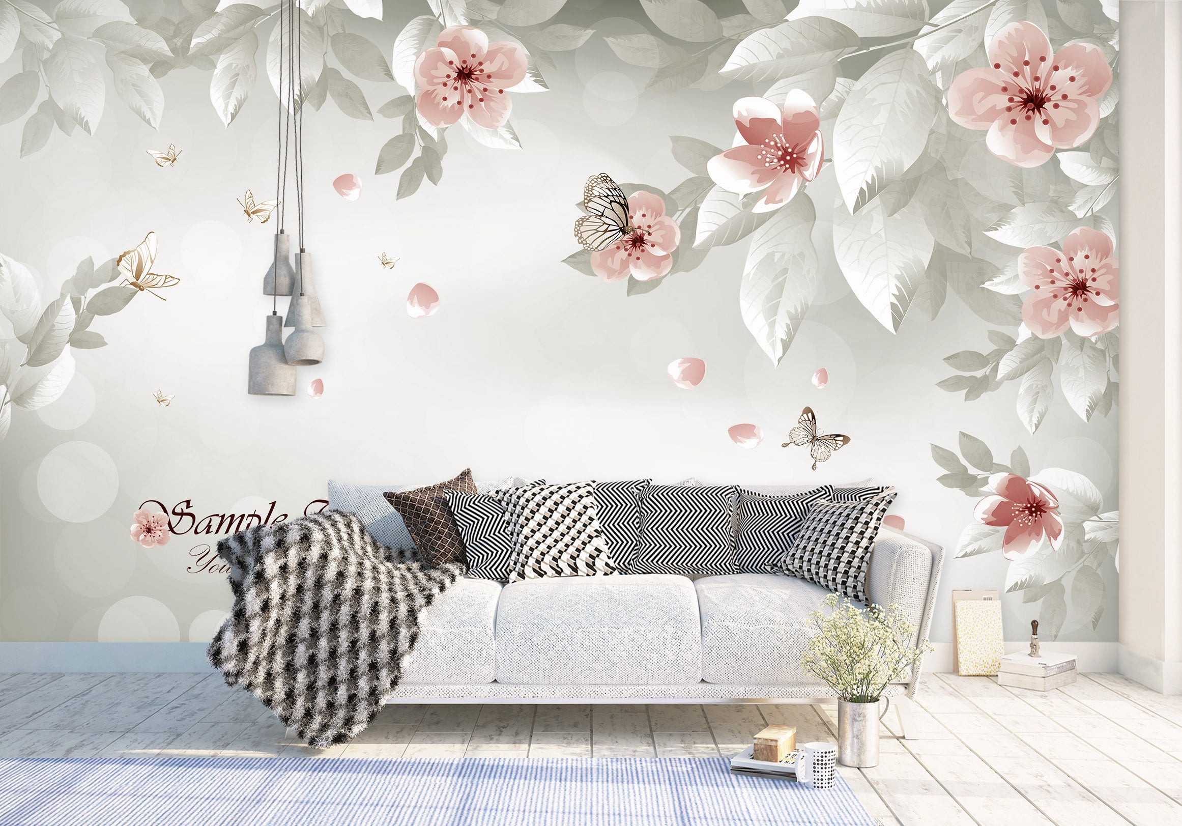 3D Pink Flowers 2054 Wall Murals