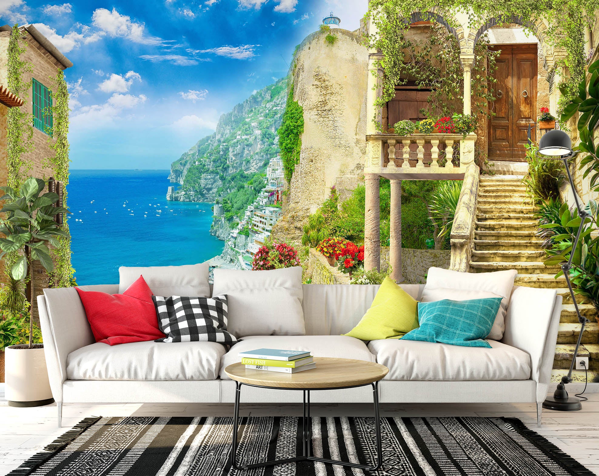 3D Seaside House Stairs 58115 Wall Murals