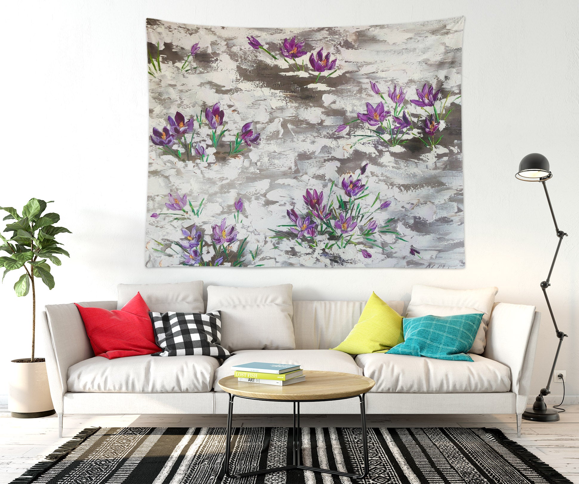 3D Purple Painted Flowers 3544 Skromova Marina Tapestry Hanging Cloth Hang