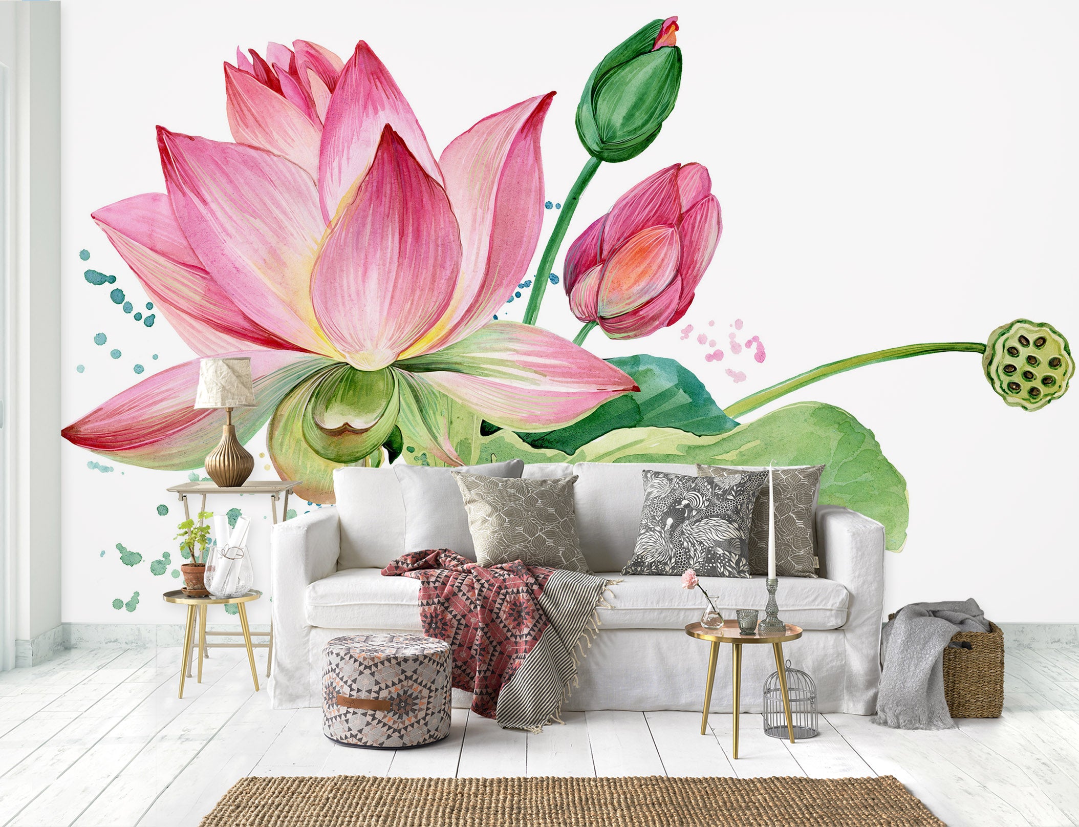 3D Lotus Pattern 1130 Wall Murals