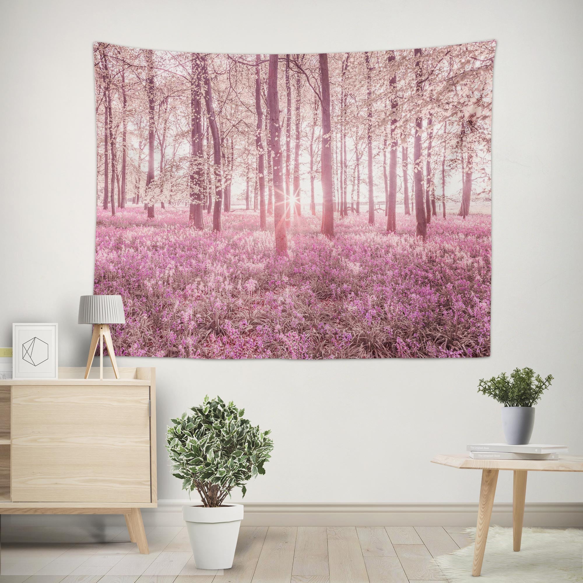 3D Pink Woods Bush 112182 Assaf Frank Tapestry Hanging Cloth Hang