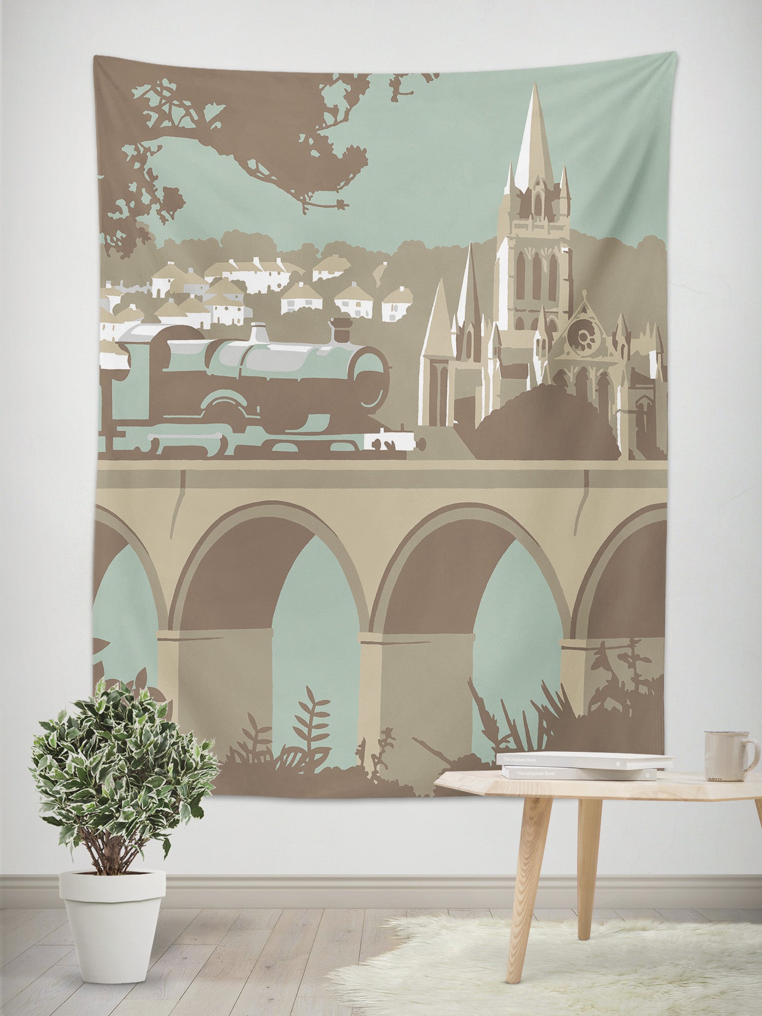 3D Train Bridge 5394 Steve Read Tapestry Hanging Cloth Hang