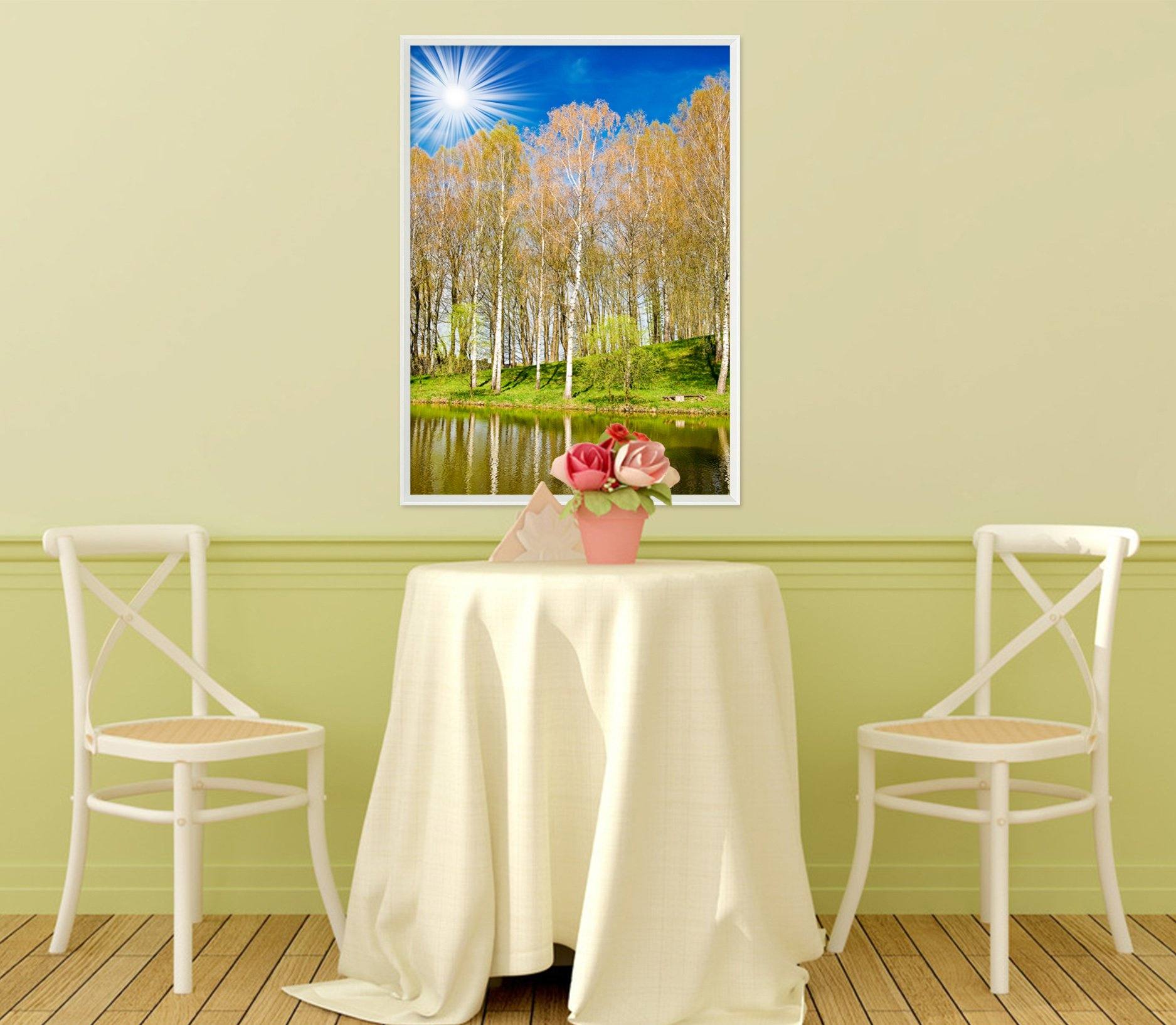 3D Sunny Trees 046 Fake Framed Print Painting Wallpaper AJ Creativity Home 