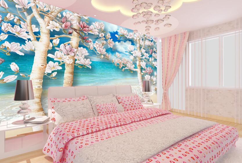 3D Dream Flower Beach Wallpaper AJ Wallpaper 1 