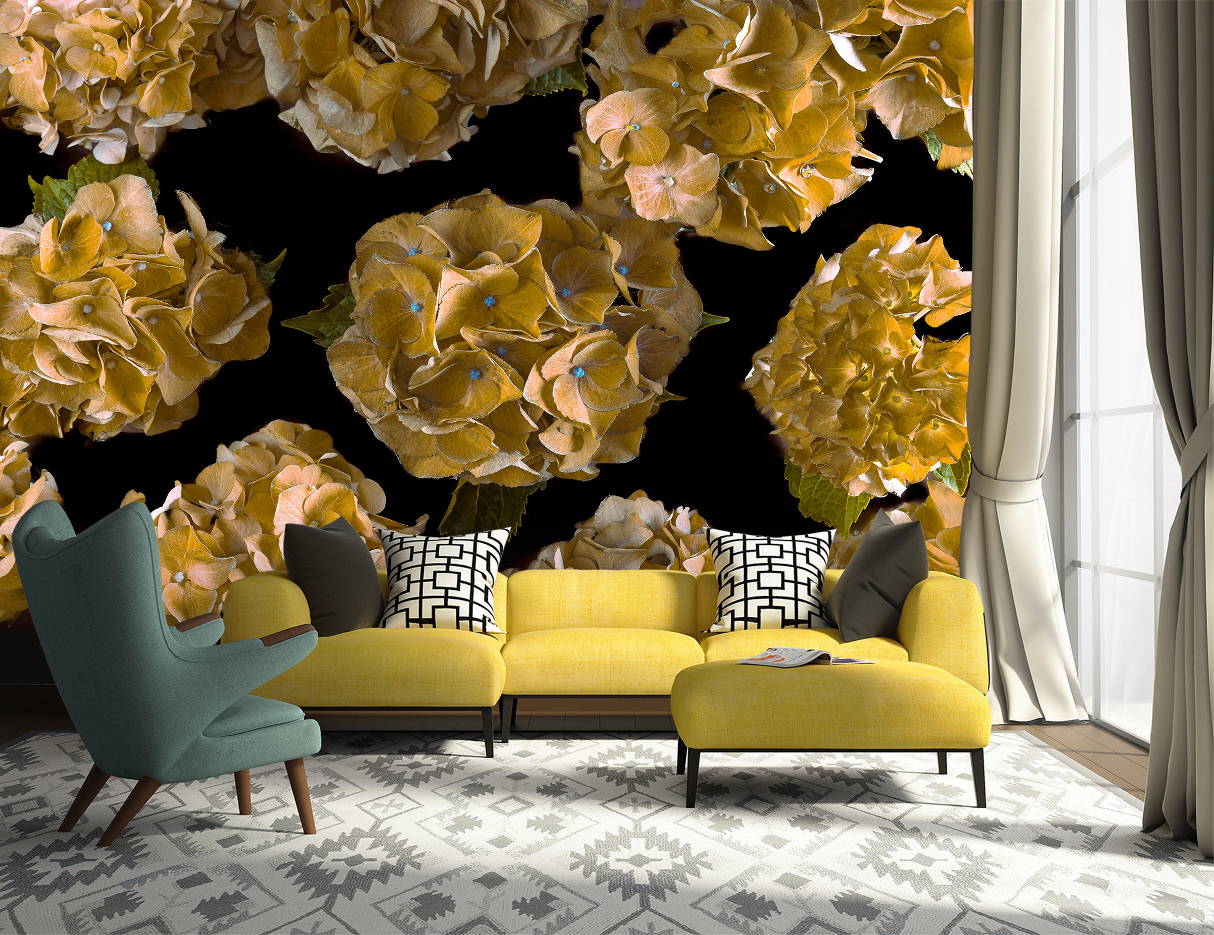 3D Yellow Flower 6123 Assaf Frank Wall Mural Wall Murals