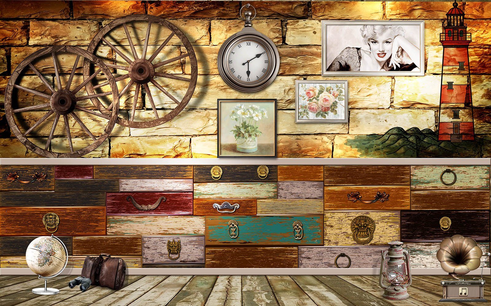 3D Wheel Clock Photo 477 Wallpaper AJ Wallpaper 2 