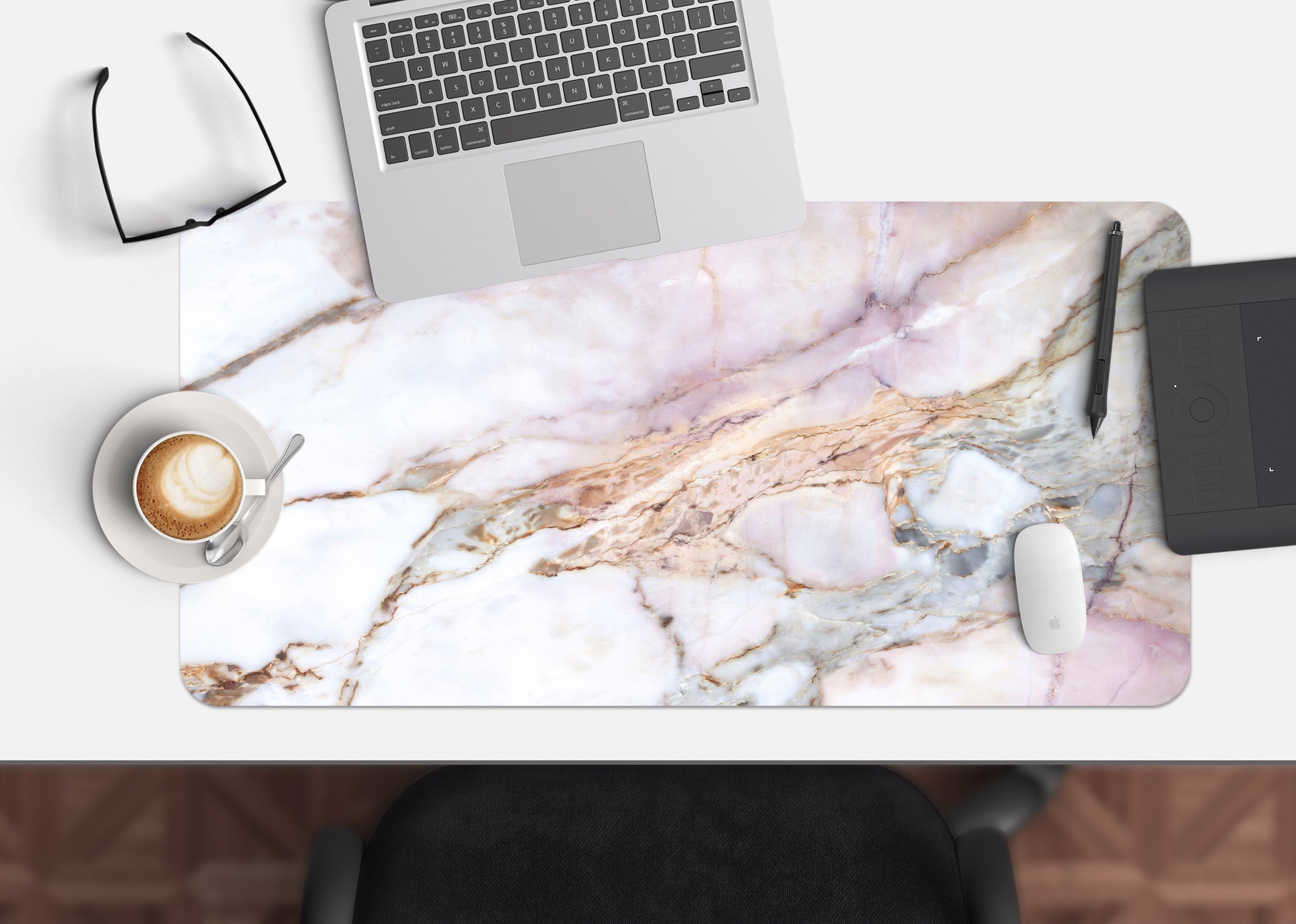 3D White Marble 17187 Desk Mat