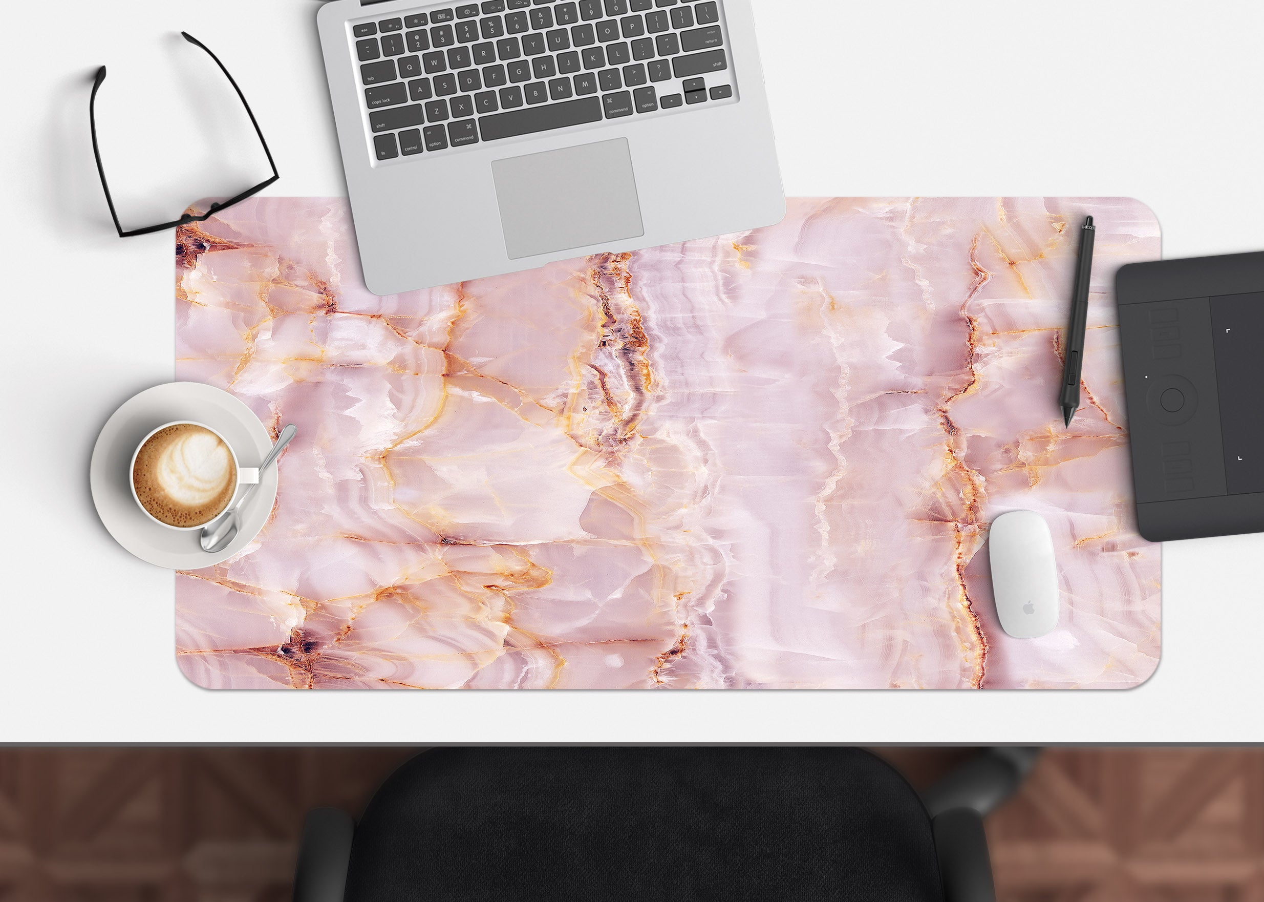 3D Light Pink Marble 18007 Desk Mat