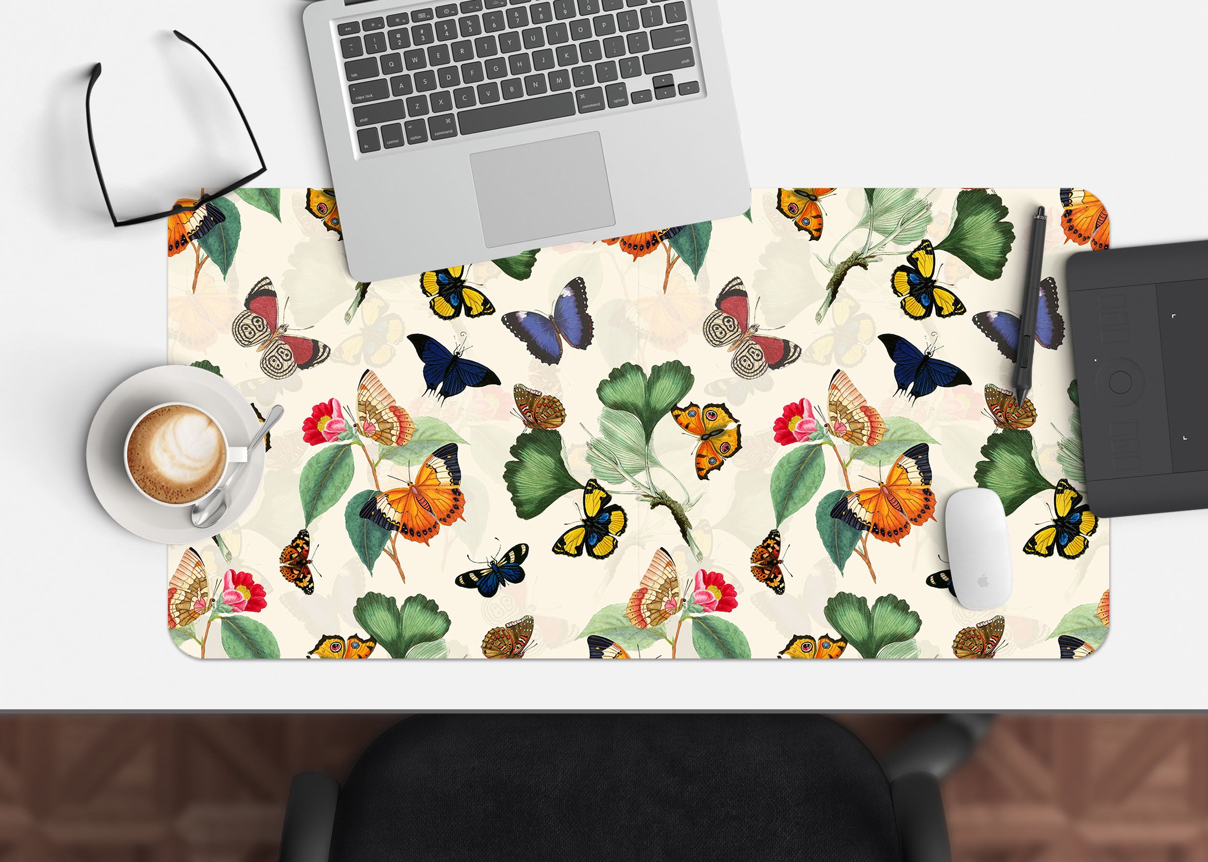 3D Ginkgo Leaf Butterfly 120179 Uta Naumann Desk Mat