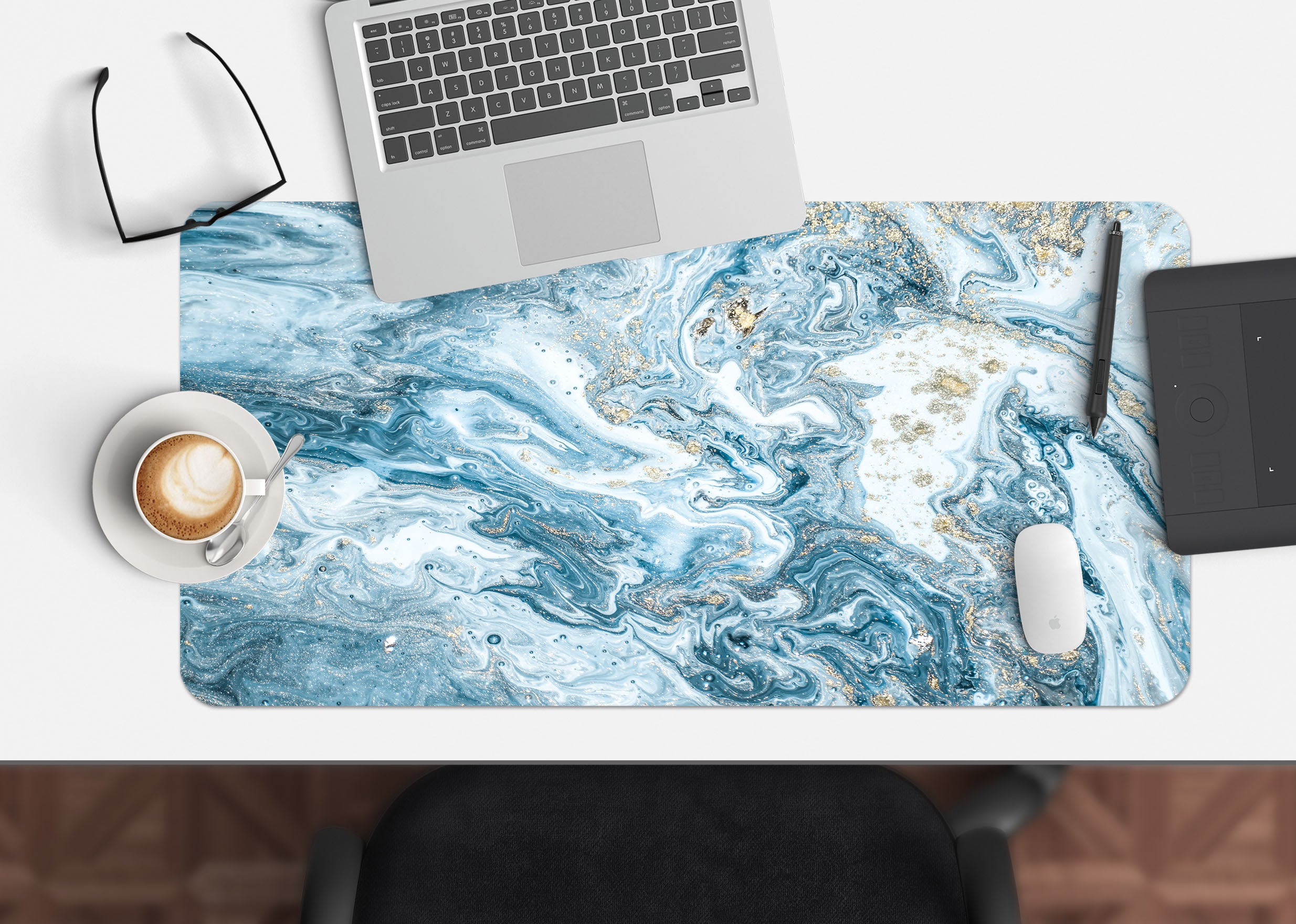 3D Teal Pattern 18029 Desk Mat