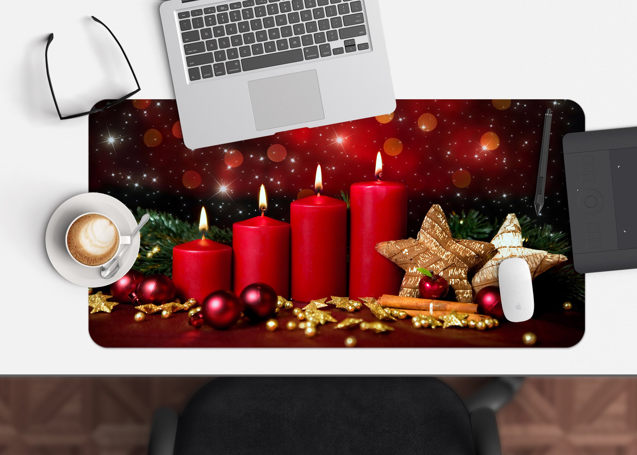 3D Red Candle 51167 Christmas Desk Mat Xmas
