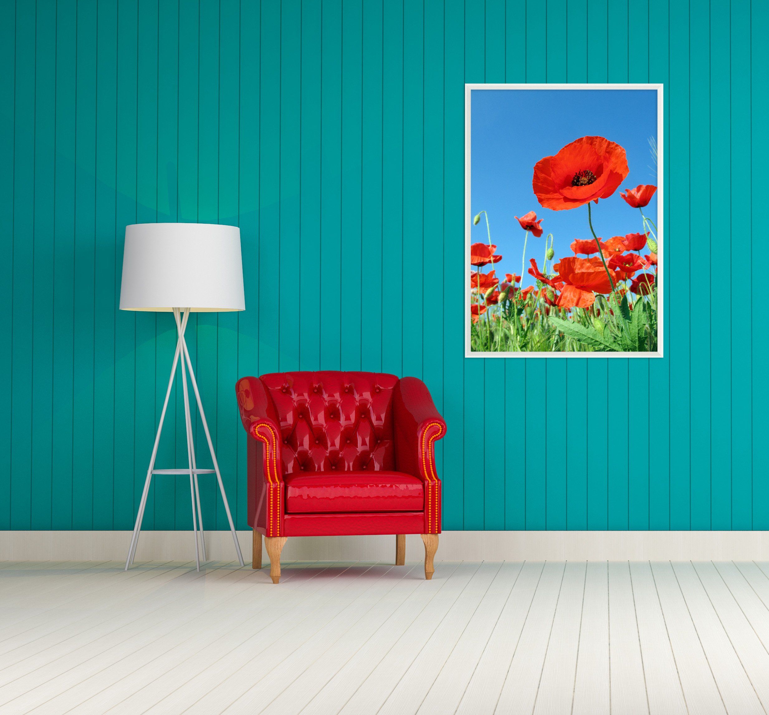 3D Small Red Flower 031 Fake Framed Print Painting Wallpaper AJ Creativity Home 