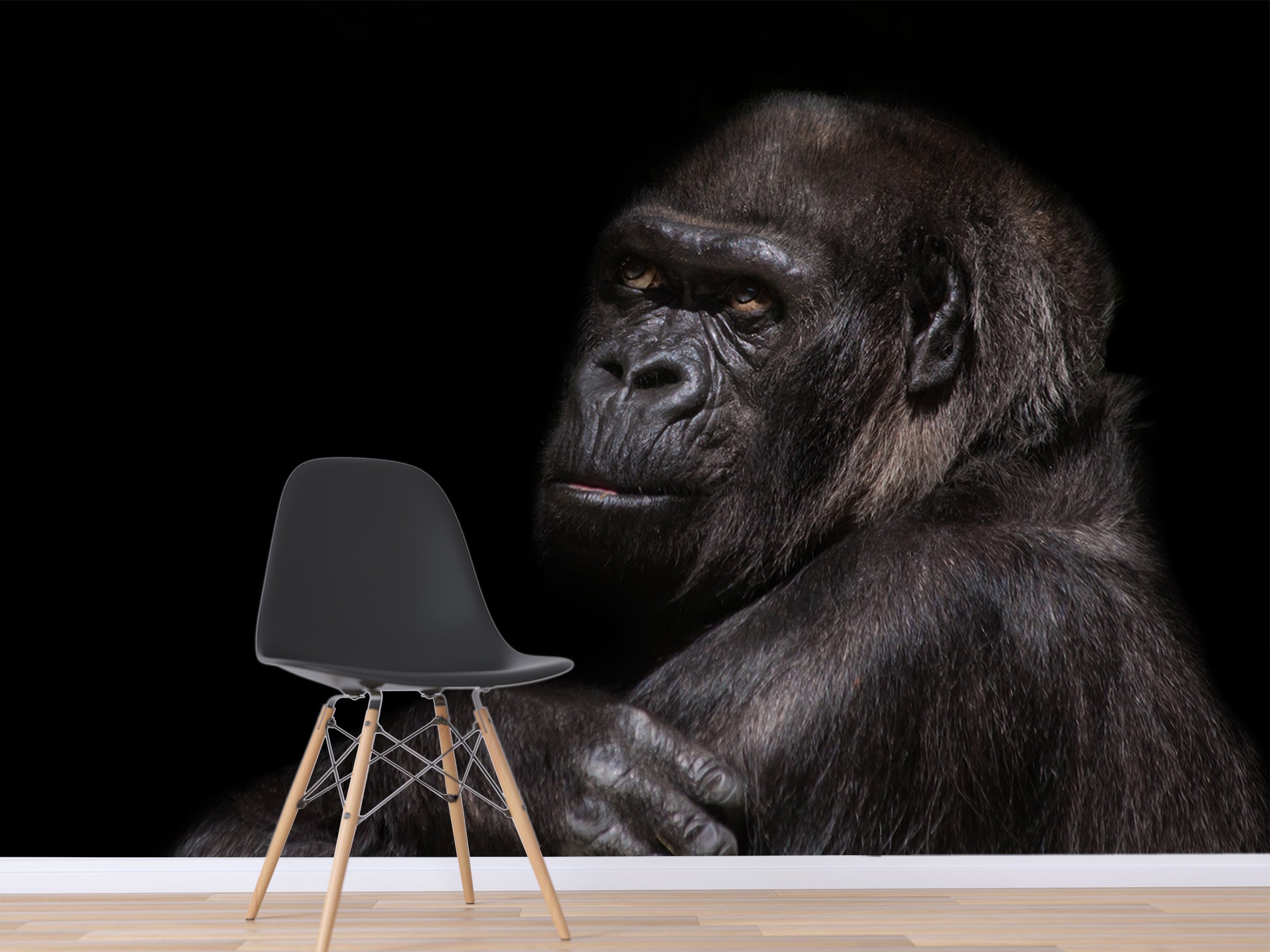 3D Black Orangutan 154 Wall Murals